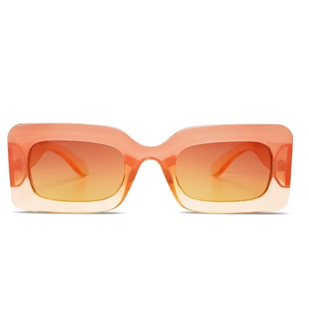 Gradient Orange Chunky Square Sunglasses